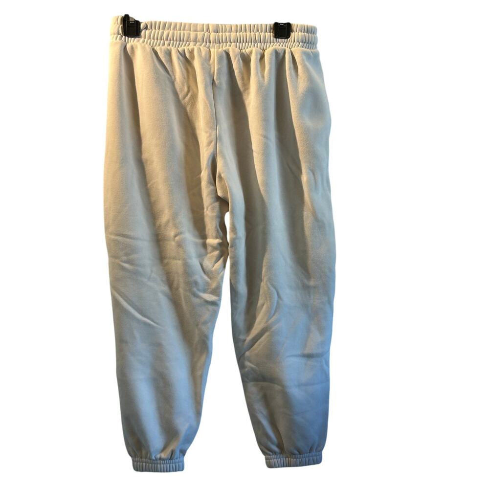 Fabletics white fleece sweatpants medium loungewear running workout classic